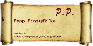 Papp Pintyőke névjegykártya